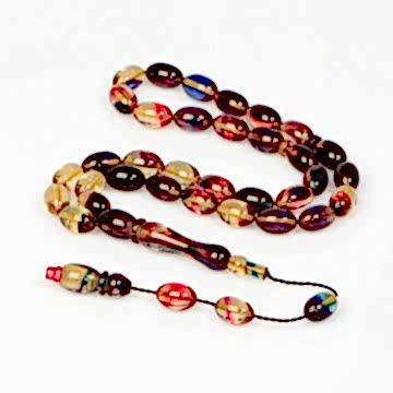 Alacalı Sıkma Kehribar Tesbih (7×11 mm)