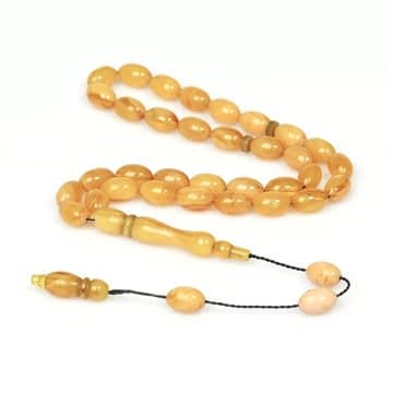 Hareli Sarı Sıkma Kehribar Tesbih (7×11 mm)