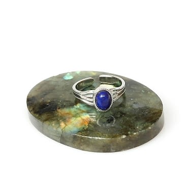 Lapis Lazuli Taşı Çelik Yüzük - Kararmaz