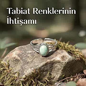 Amazonit Taşı Çelik Yüzük