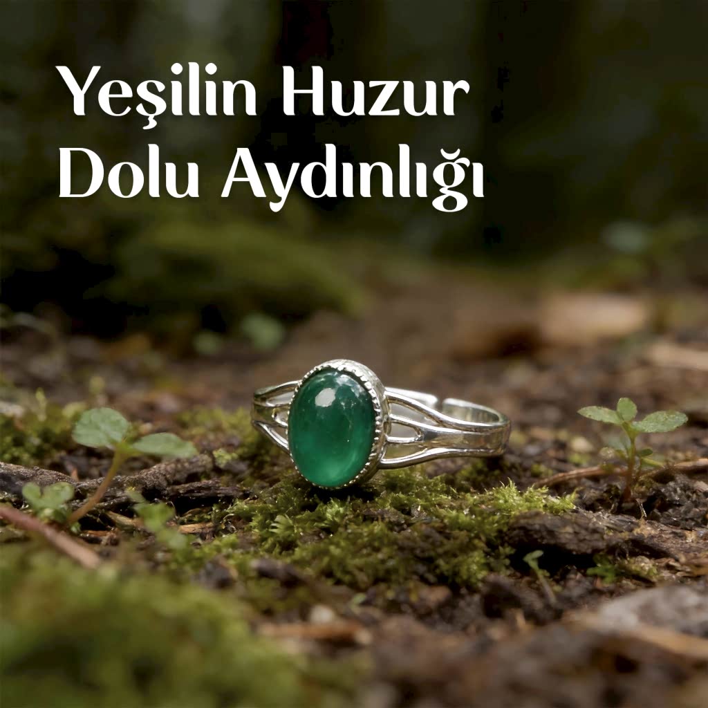Yeşil Akik Taşı Çelik Yüzük