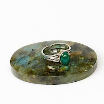 Yeşil Akik Taşı Çelik Yüzük