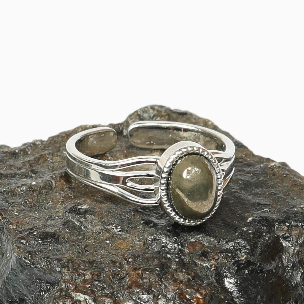 Pirit Taşı Çelik Yüzük - Kararmaz