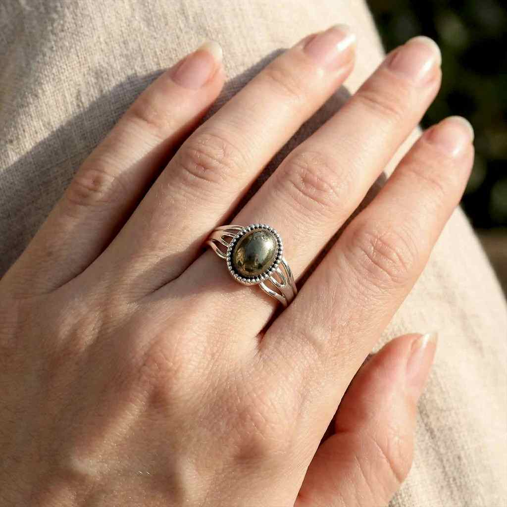 Pirit Taşı Çelik Yüzük - Kararmaz