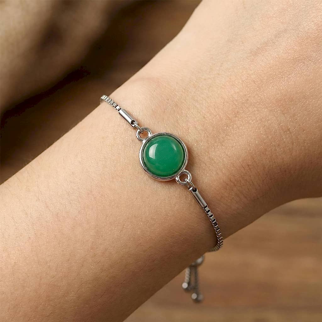 Yeşil Akik Taşı Çelik Bileklik 10 mm – Kararmaz