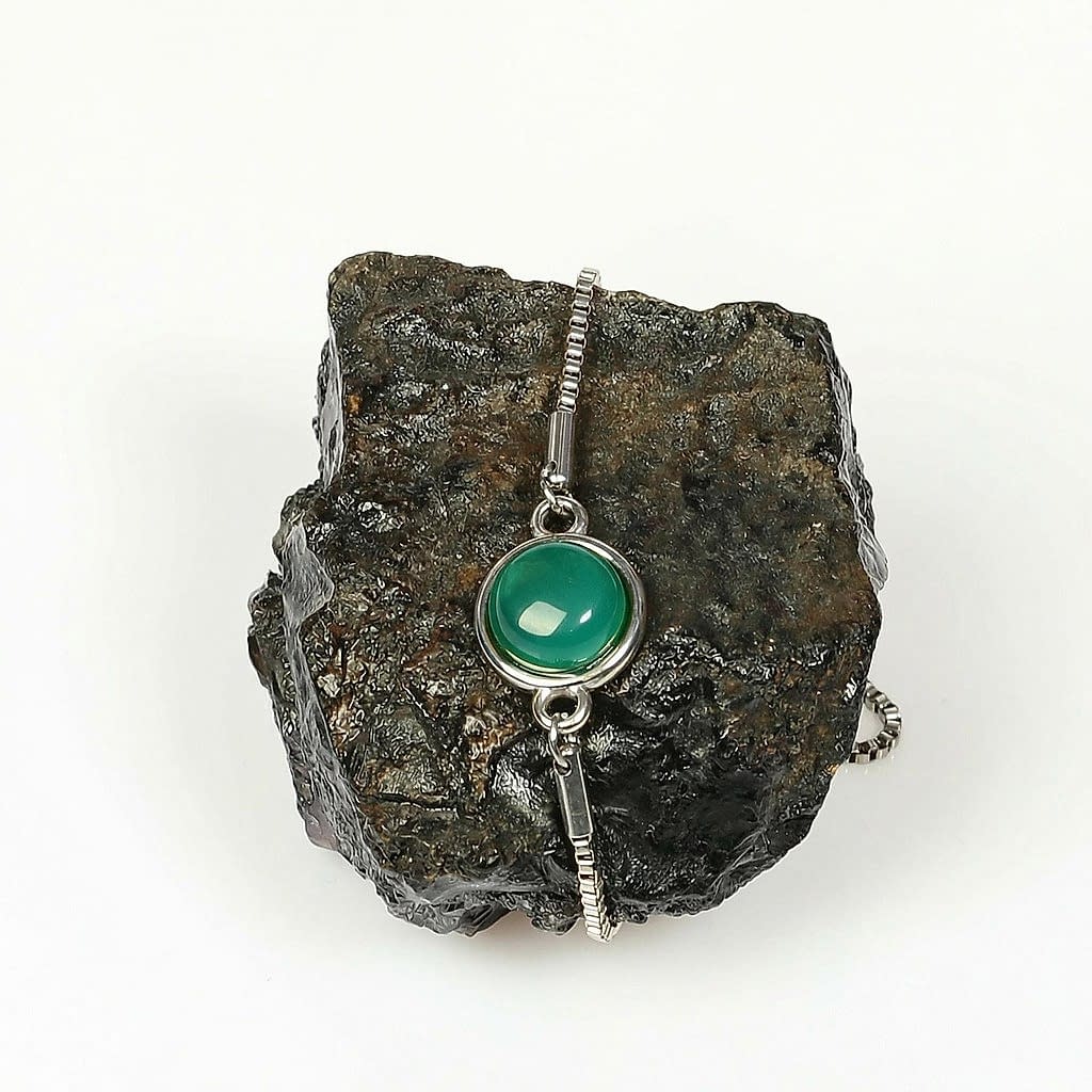 Yeşil Akik Taşı Çelik Bileklik 10 mm – Kararmaz