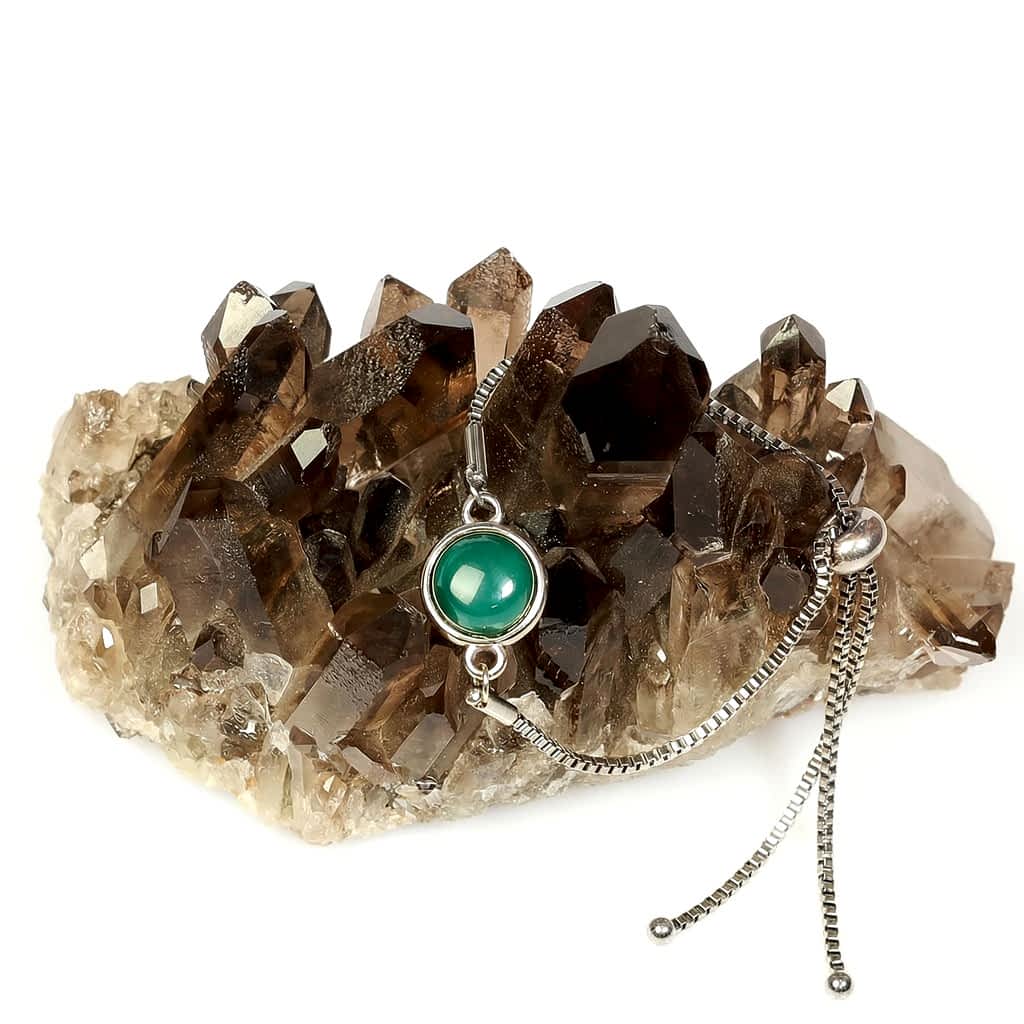 Yeşil Akik Taşı Çelik Bileklik 10 mm – Kararmaz