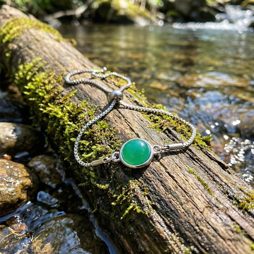 Yeşil Akik Taşı Çelik Bileklik 10 mm – Kararmaz