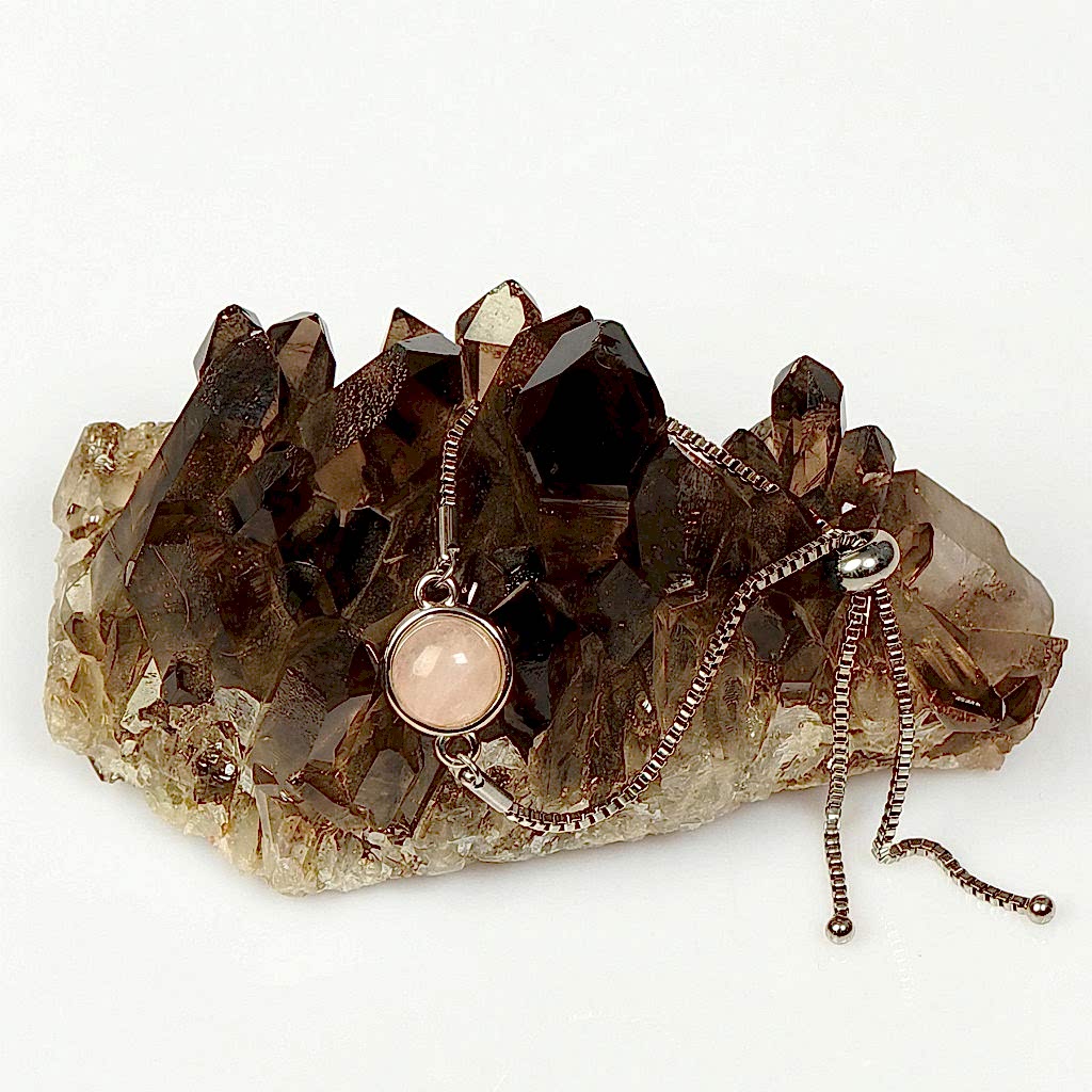 Açık Renkli Pembe Kuvars Taşı Çelik Bileklik 10 mm – Kararmaz