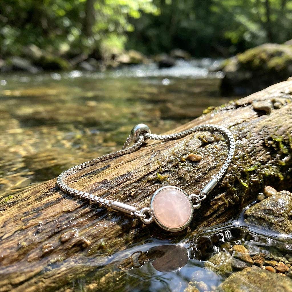 Açık Renkli Pembe Kuvars Taşı Çelik Bileklik 10 mm – Kararmaz