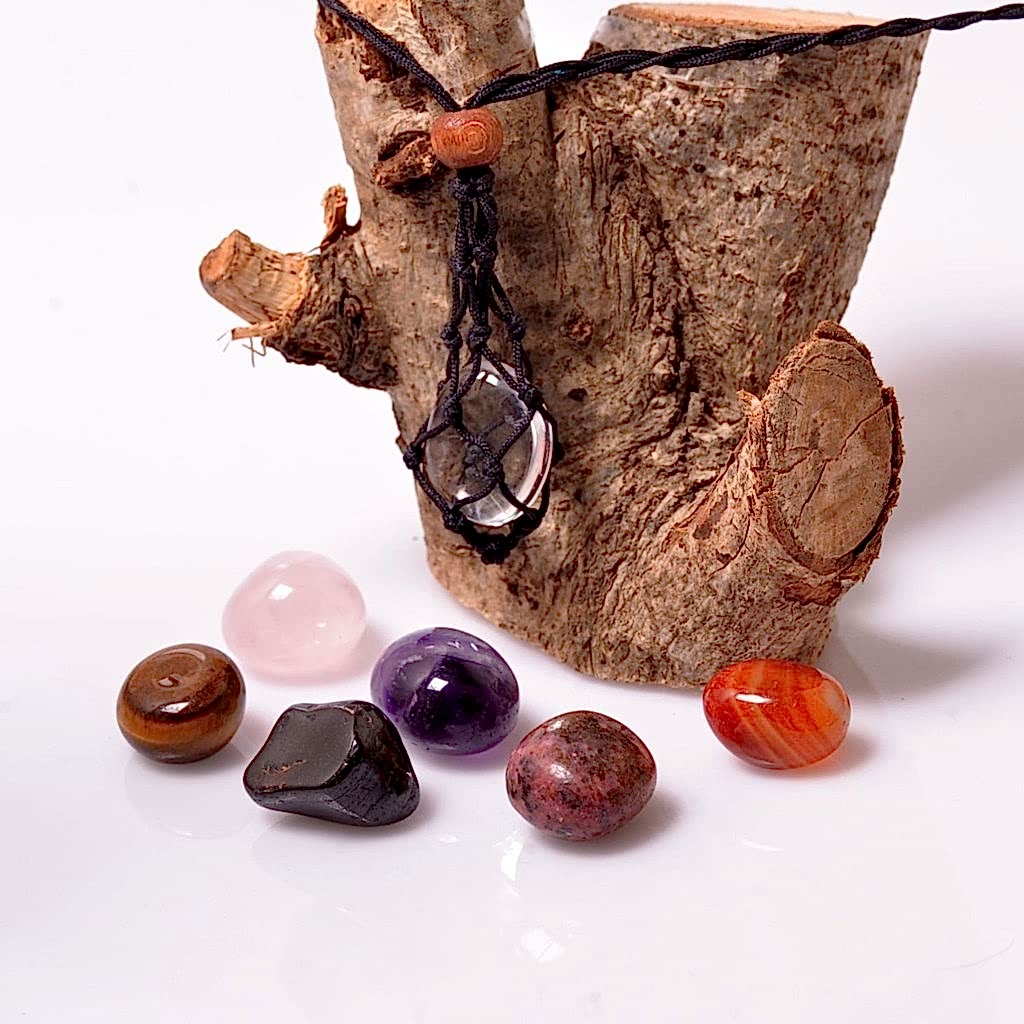 7 Adet Doğal Taş Tımbıl Kütle - Her Gün Farklı Kolye - File Kolye Hediyeli