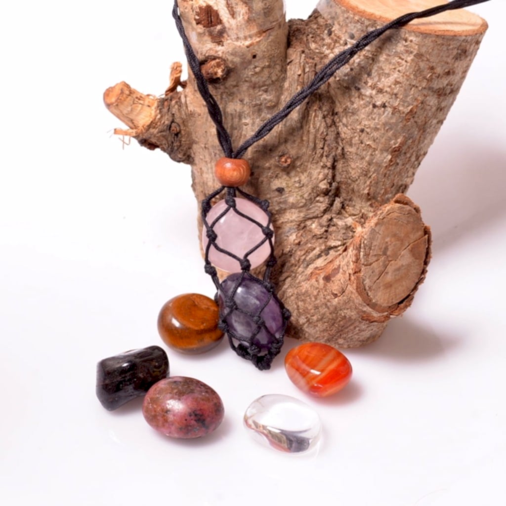 7 Adet Doğal Taş Tımbıl Kütle - Her Gün Farklı Kolye - File Kolye Hediyeli