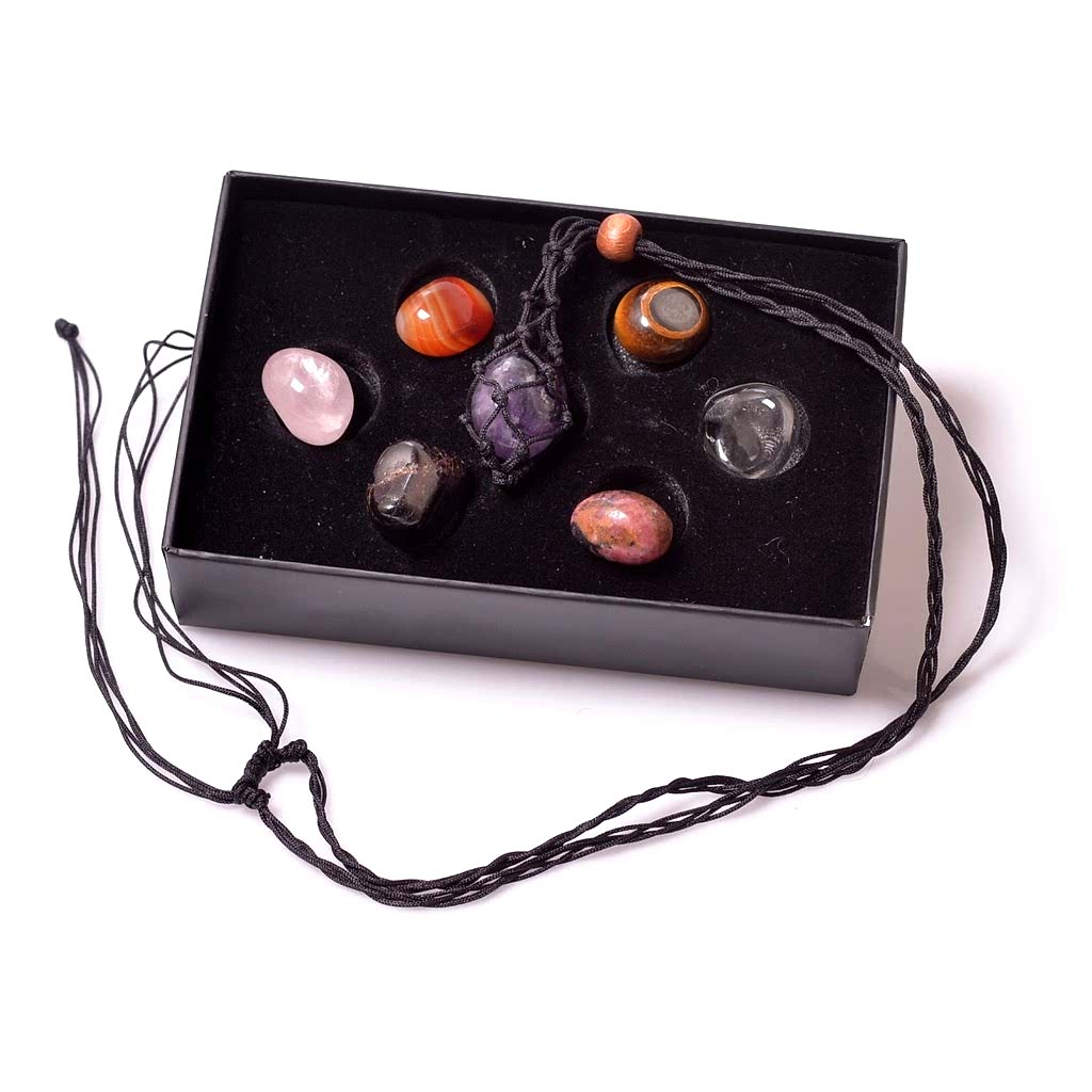 7 Adet Doğal Taş Tımbıl Kütle - Her Gün Farklı Kolye - File Kolye Hediyeli