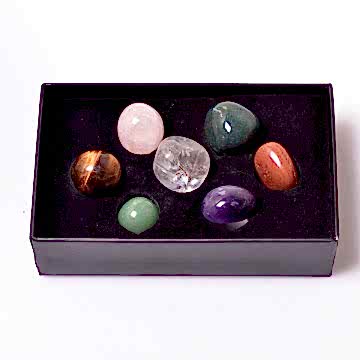 7 Adet Doğal Taş Tımbıl - Kutulu Çakra Set