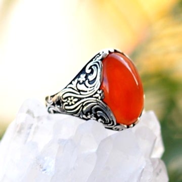 Akik Taşı Gümüş Yüzük - Erkek Yüzüğü