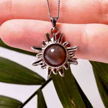 Akik Taşı Güneş Kolye - Botsvana Akik