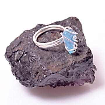 Akuamarin Taşı Ayarlamalı Yüzük - Ham Akuamarin