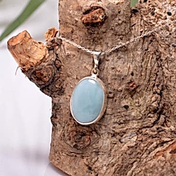 Akuamarin Taşı Gümüş Kolye