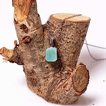 Amazonit Taşı Kolye - Çelik Malzemeli (Kararmaz)