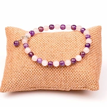 Ametist - Pembe Kuvars Taşı Bileklik