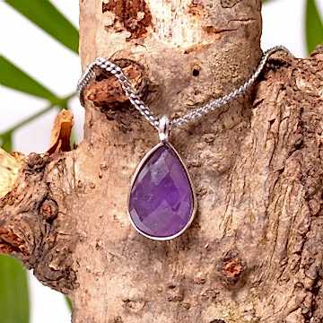 Ametist Taşı Damla Kolye - Küçük Boy