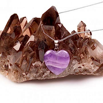 Ametist Taşı Kalp Kolye - Küçük Boy