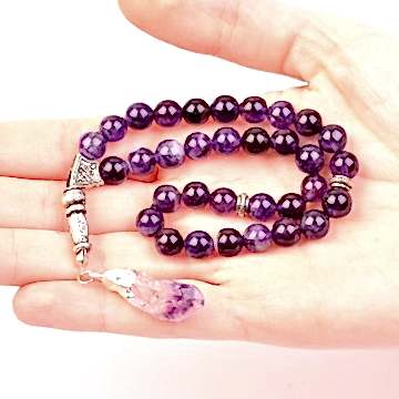 Ametist Taşı Tesbih (8 mm) - Ametist Taşı Püsküllü