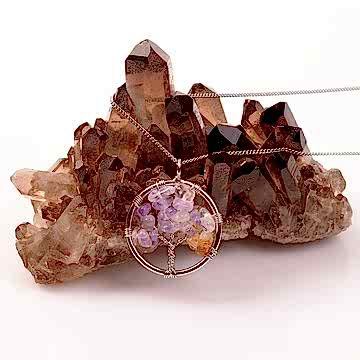 Ametrin Taşı Kolye - Hayat Ağacı