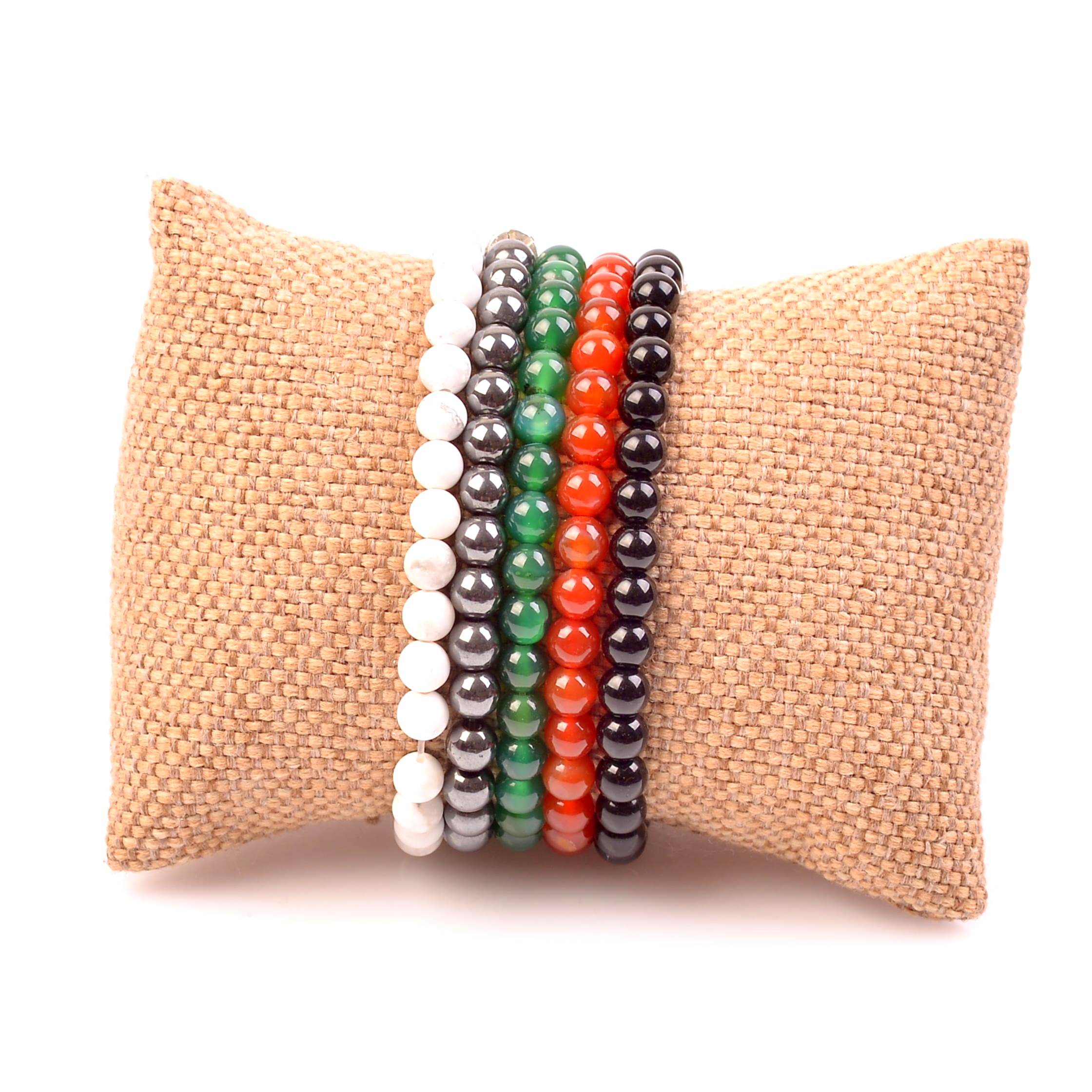 Beş Adet Doğal Taş Bileklik  6 mm