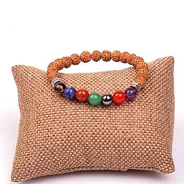 Çakra Taşlarından Bileklik ( 8 mm ) - Rudraksha Tohumlu -