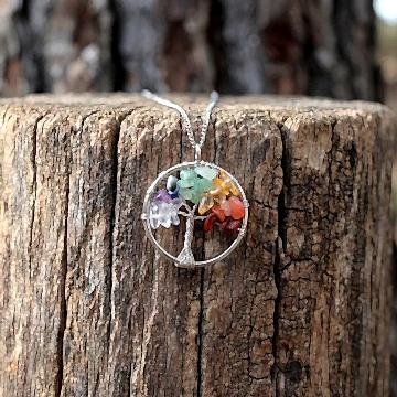 Çakra Taşlarından Hayat Ağacı Kolye