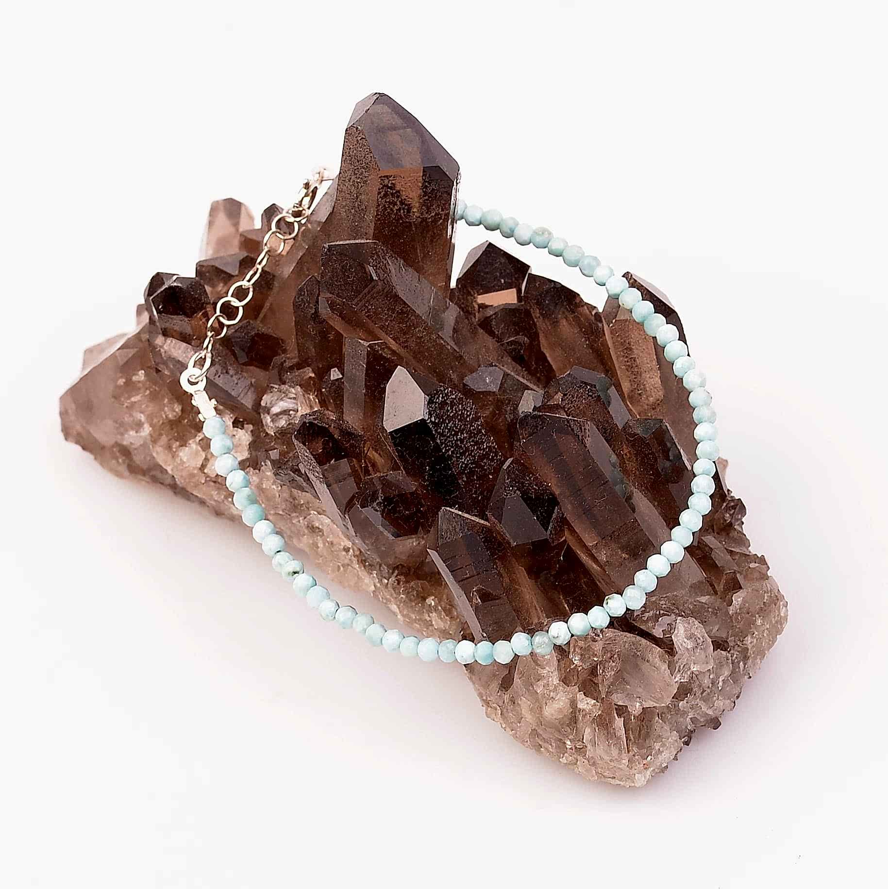 Çok İnce Larimar Taşı Gümüş Bileklik   26 mm