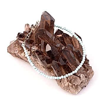 Çok İnce Larimar Taşı Gümüş Bileklik - 2,6 mm