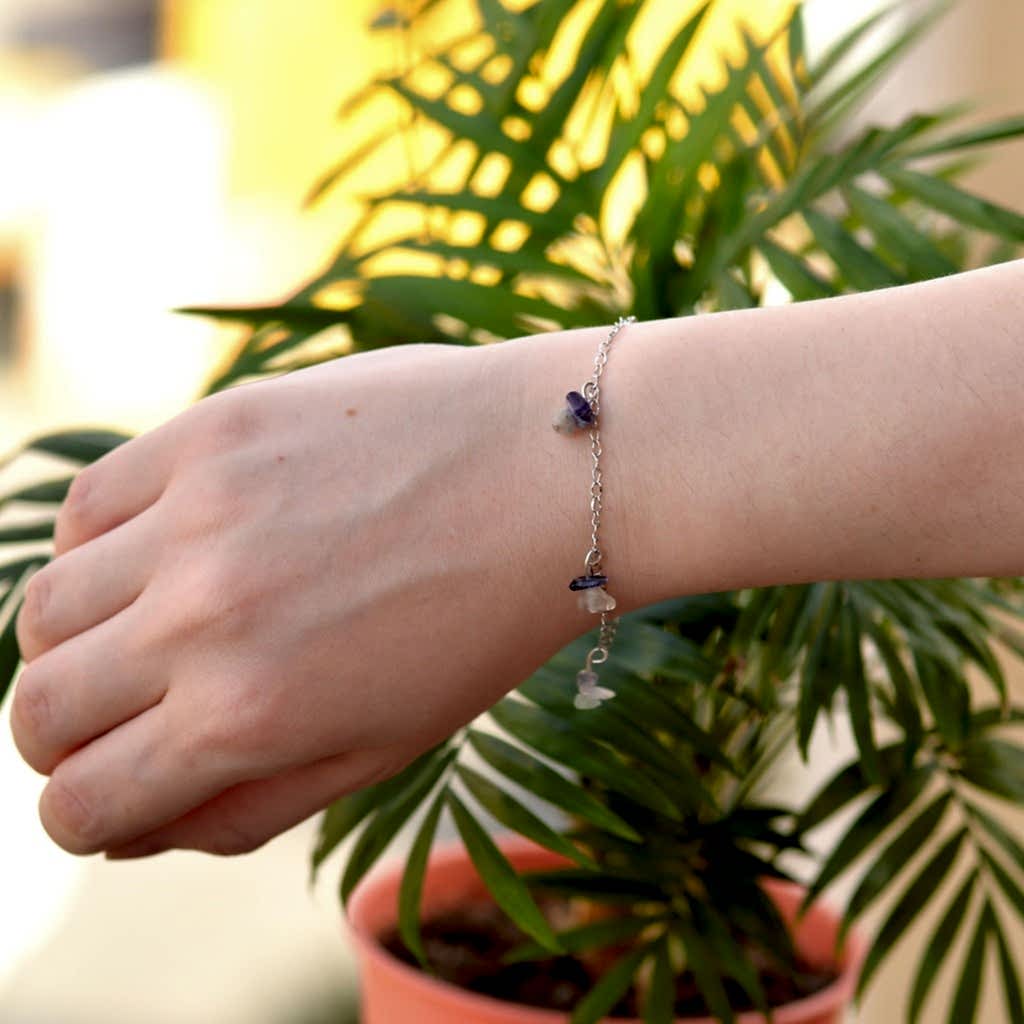 Florit Taşı Bileklik - Kararmaz Zincirli