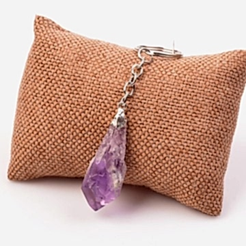 Ham Ametist Taşı Anahtarlık - İşlenmemiş Doğal Taş