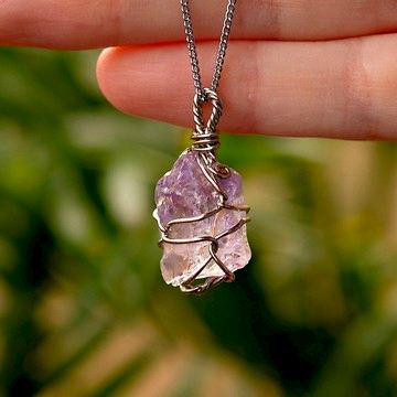 Ham Ametrin Taşı Kolye - Tel Sargılı