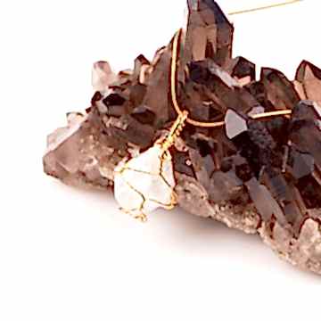 Ham Ay Taşı Kolye - Altın Renkli