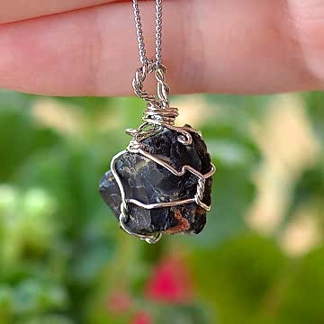 Ham Oniks Taşı Kolye - Tel Sargılı