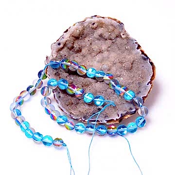 Hidrotermal Kuvars Taşı Dizi - 8 mm Açık Mavi