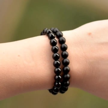 İki Adet Obsidyen Taşı Bileklik - 8 mm