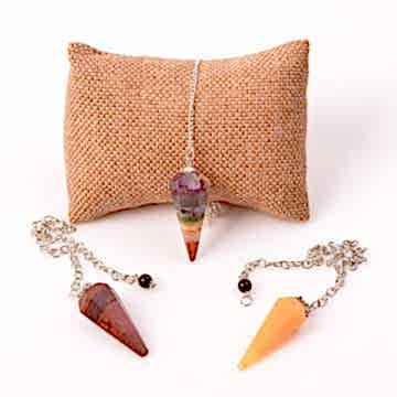 Jasper - Kalsit - Çakra Taşlarından Pandül - Üç'lü Sarkaç Seti