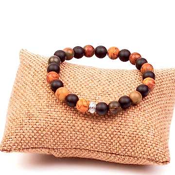 Jasper ve Obsidyen Taşı Bileklik - 8 mm