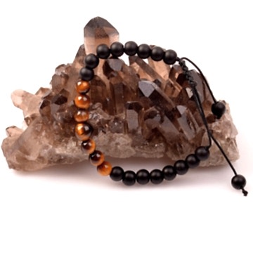 Kaplan Gözü - Obsidyen Taşı Bileklik - Ayarlamalı