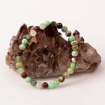 Krizopras Taşı Bileklik - 6 mm Gümüş Aparatlı