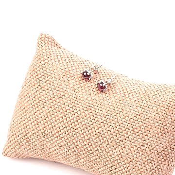 Lal Taşı Gümüş Çivi Küpe - Garnet Taşı