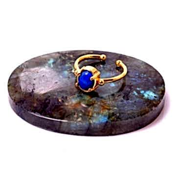 Lapis Lazuli Taşı Yüzük - Altın renkli