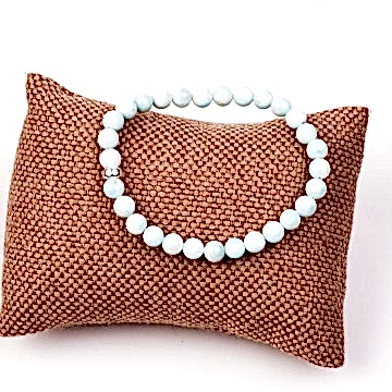 Larimar Taşı Bileklik ( 6 mm ) - Gümüş Aparat
