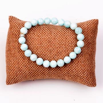 Larimar Taşı Elastik Bileklik ( 8 mm ) - Gümüş Aparat