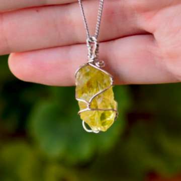 Limon Kuvars Taşı Ham Kolye - Tel Sargılı