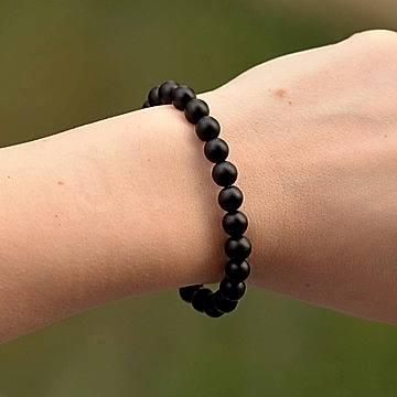 Mat Obsidyen Taşı Bileklik - 8 mm